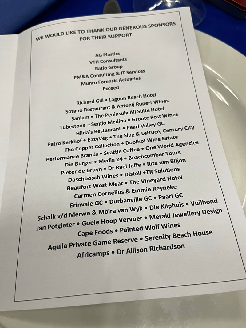 DSC Attorneys 2022 Golf Day generous sponsors