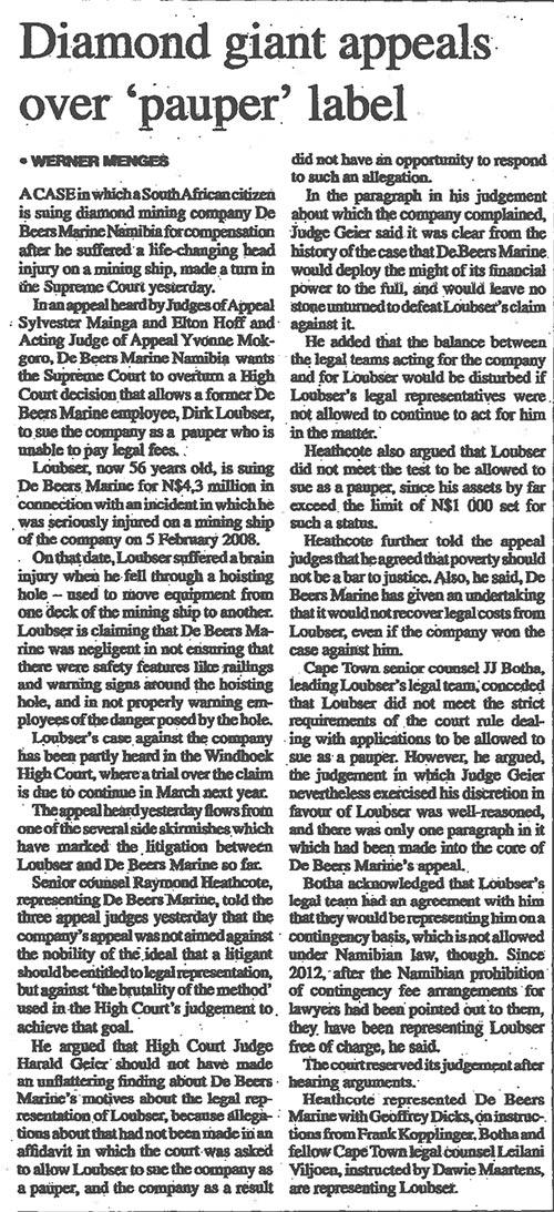 The Namibian news article